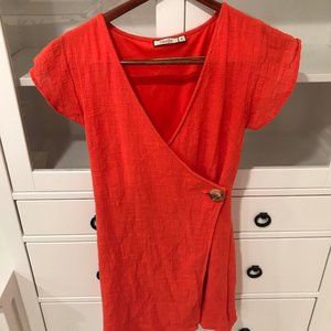 women's Redish/Orangeish wrap dress